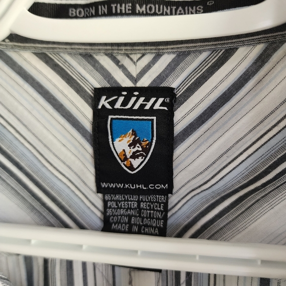 KUHL Suncel Mens Short Sleeve Shirt Striped Large EUC - Picture 3 of 9